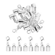 10Pcs Cord End Caps, 6.5mm End Caps Barrel Beads Kumihimo Iron (Silver)