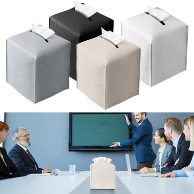 4Pcs Square Tissue Box Holder PU Leather Tissue Box Cover Decorative Brnec