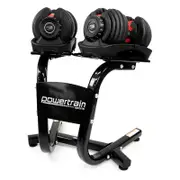 Powertrain Adjustable Dumbbells Set Home Gym Exercise Free Weights 48kg W/ Stand