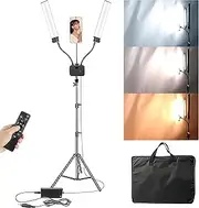 WUDLEP 45W Double Arm Light, Dimmable 3200-5600K LED Lighting Kit for Makeup Artist Light, Beauty Lights Eyebrow Tattoo Lamp Studio Video Photographic Lights with Tripod and Bag