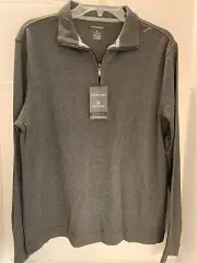 NWT Van Heusen Classic Fit Easy Care Cotton Blend Gray Half Zip Shirt S