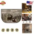 Elegant Deer Print Fireproof Rug - Nonslip, Easy Clean Hearth Mat, 27 x 48 Inch