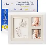 Bubzi Co Baby Footprint and Hand Print Kit - Picture Frame, Mold, Casting Set - New Mom Gifts, Newborn Essentials, Baby Shower Presents (Fresh White)