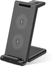 3 in 1 Wireless Charging Station for Apple/Samsung Multiple Devices, 15W Fast Foldable Charging Stand for iPhone 16/15/14/13/12 Pro Max&Apple Watch&Airpods&Galaxy Buds