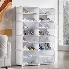 Shoe Rack 8 Cube 16-Tier Storage Cabinet Plastic Freestanding Organizer DIY