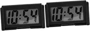 ULTECHNOVO 2pcs Car Digital Clock Number Desktop Clock Vehicle Digital Clock Small Alarm Clock Car Clock Dashboard Digital Alarm Clock Travel Alarm Clock Auto Stick on Clock Black Plastic