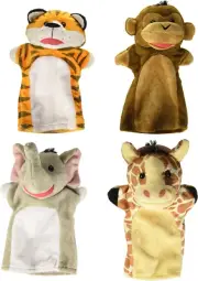 Melissa & Doug 9081 Zoo Friends Hand Puppets (Set of 4) - Elephant, Giraffe, ...