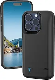 DOKYW Battery Case for iPhone 15, 6800mAh Portable Charging case for iPhone 15, Rechargeable Extended Smart Battery Charger with Kickstand (6.1inch, Black)
