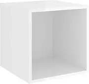 vidaXL Wall Cabinet Home Organiser Living Room Storage Hanging Wall-Mounted Floating Cabinet Furniture Shelf High Gloss White Engineered Wood