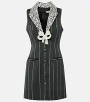 [Alessandra Rich] Alessandra Rich Pinstripe wool-blend minidress AU 12 black