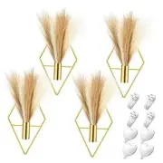 4 Sets Gold Wall Decor Diamond Shape Modern Metal Gold, Beige, Dark Coffee