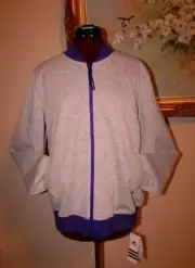 NEW WMS ADIDAS CLIMALITE SZ L GREY/PURPLE PERFORATED SLIT BACK TRACK JACKET $90