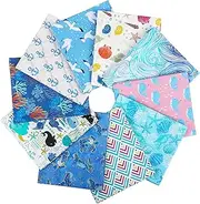 Craftido -25 Options- 100% Cotton Quilting Fabric Bundles 10pcs Fat Quarters 46x53cm (18”x21”)-Medium Weight 5.2 oz- for Quilting, Sewing Project, Patchwork, DIY Crafts – Blue Sea