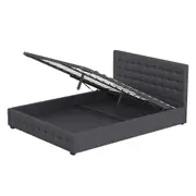 EDEN Queen Gas Lift Durable Bed Frame w/ Headboard Indoor Furniture Dark Grey