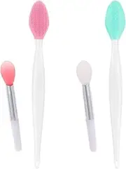 Silicone Lip Brush Set, 2Pcs Silicone Exfoliating Lip Brushes Double-sided Lip Scrubber & 2Pcs Silicone Lip Balm Brushes JUYOU Makeup Brushes Applicator Tools