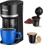 Small Single Serve Coffee Maker for K Cup and Grounds, Fast Brew One Cup Coffee