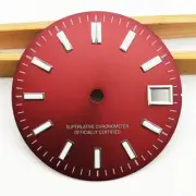 Polished Metal Green Luminous Watch Dial for NH35 Movement Red Watch Part