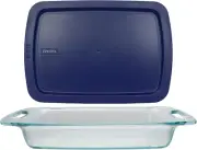 Pyrex (1) C-233 3qt Easy Grab Glass Baking Dish & (1) C-233-PC 3qt Blue Easy Gra