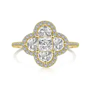 ANYCO Ring 18K Gold Plated Four Leaf Clover Ring For Women 925 Silver Jewelry Cz Cubic Zirconia Diamond Rings