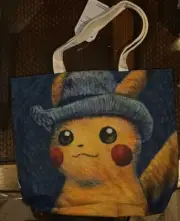 Pokemon X Van Gogh Museum Pikachu Grey Felt Hat Canvas Tote Bag