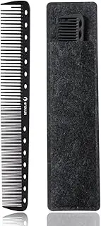 HYOUJIN 605 Black Carbon Fine Cutting Comb,100% Anti static 230℃ Heat Resistant,Hairdressing Comb,Master Barber Comb with fine tooth-14 holes for cutting and hair styling