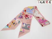 Hermes Twilly Figure Livre Rose Poodle Blue Multicolor H064176S 09 Scarf