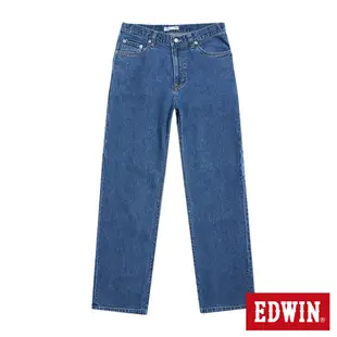 EDWIN 工裝牛仔直筒長褲-男-石洗藍