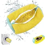 Shoe Washing Bag for Washing Machine,Shoes Laundry Bag for Washer and Dryer,Reusable and Durable Zipper Plush Shoe Cleaning Bag for Sneakers, Trainers, Tennis Shoes, Slippers (Yellow 1Pcs)
