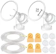 [Maymom] Breast Pump Kit Compatible with Medela Pump in Style Advanced Breast Pumps;2 Breastshields (one-piece, 24mm), 4 Valve, 6 Membrane, & 2 Pump-in-Style Tubing Can Replace Medela Pumpin Style Valve