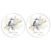 2PK LMD Kookaburra Ceramic Surface Protector Trivet Decor Round 25cm Black/White
