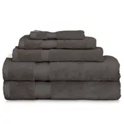 5pc Algodon St. Regis Cotton Bathroom Hand/Bath Towel/Face Washer Pack Charcoal