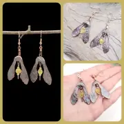 Electroformed Jewelry, Copper, Maple Lionfish, Faceted Citrine, earrings, Unique