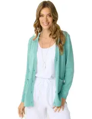 [Fella Hamilton] Fountain Button Long Sleeve Cardigan in Mediterranean