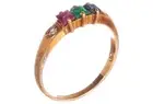 14 K Gold Ruby Emerald Sapphire Princess Cut Ring