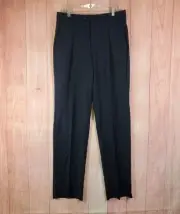 Hickey Freeman Mens Dress Pants 40 Black Striped 100% Wool Straight Leg Oxfords