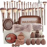 Make up Brushes and Sponges | 56X Eyeshadow Blush Concealer Powder Applicator Brushes,Portable Makeup Kit for Beginners, Professionals, Women, Girls