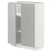 METOD base cabinet with shelves/2 doors, white/Havstorp light grey, 60x37x80 cm