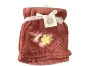 NEW Little Joy 30"x40" Super Soft Plush Baby Girl Blanket Embossed Bird & Flower