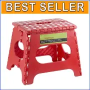 Stylish Red Folding Step Stool with Rubber Grip - Ideal for Kitchen & Bathroom
