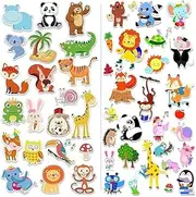 2 Sheets 48 PCS Jungle Animals Window Clings Stickers Window Gel Clings Window Decals Decorations Classroom Nursery Home Zoo Animals Party Supplies Decorations (2 Sheets)