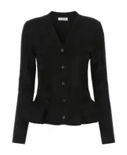 Alaïa Peplum Velvet Knit Cardigan FR44,FR40,FR42 Black