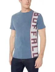 Buffalo David Bitton Men's Crew Neck Single Jersey Silicon Wash, Blue[ M]