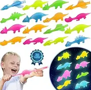 30 Pcs Slingshot Dinosaur Finger Toys Glow in the Dark Dinosaur Party Favors for Kids 3-5 4-8 8-12 Small Toys Goody Bag Stuffers Pinata Filler Bulk Toys for Kids Prizes Christmas Stocking Stuffers