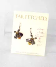 Vintage Bumble Bee Earrings Far Fetched Sterling Silver & Mixed Metals Dangle