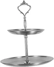 LAPYAPPE Dessert Display Tray Cake Stands for Dessert Table Stainless Steel Silver Cake Tier Supports Metal Cake Stand