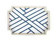 Jaye's Studio Newport Jaye Tray 18” - Hand Crafted, Blue, White & Gold -New! $97