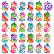 Unicorn Party Favors for Kids: Mini Pop Keychain Toys Pack - Bubble Sensory Bulk Gifts for Boys & Girls - Stress Relief Classroom Supplies Prizes - Birthday Bags Box Goodie Stuffers （24PCS