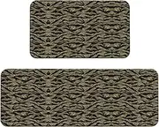 Tiger Stripe Camo Print Kitchen Floor Mat 2 Sets Non-Slip Rugs for Kitchen Laundry Office and Home Decor