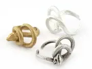 Entangled Snake Ring Adjustable Raw brass,Shiny-Antique silver 8Us size 5245
