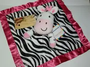 SECURITY BLANKET ZEBRA PINK GARANIMALS NO HEART ON NOSE STRIPES BLACK WHITE NEW